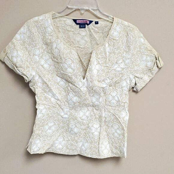 VINEYARD VINES Linen Embroidered Top - Size Small - Picture 1 of 7